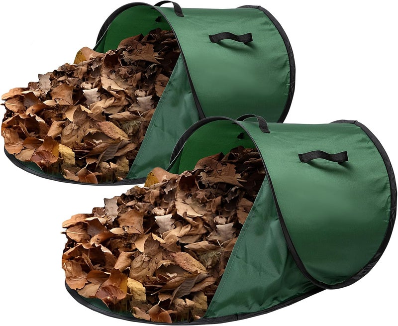 LFUTARI 2 Pcs Foldable Pop Up Leaf Collector, Miniature Leaves Pickup and Loader Bag, Lawn Portable Leaf Bags for Cleaning Up Garden Weeds Branches Waste Trash - Image 1
